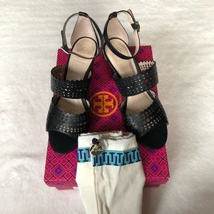 Tory Burch Perforated Gladiator Wedge Sandals